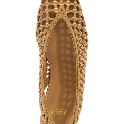 Fendi Brown Calfskin Mid Heel Pumps