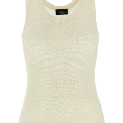 Etro White Silk Sleeveles T-Shirt