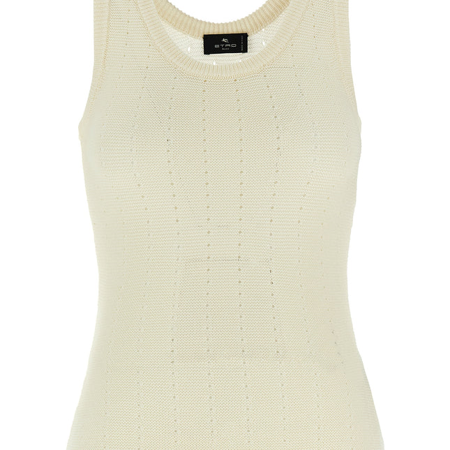 Etro White Silk Sleeveles T-Shirt