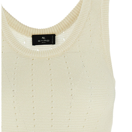Etro White Silk Sleeveles T-Shirt