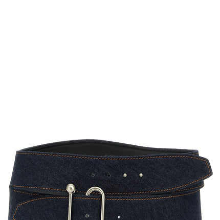 Sportmax Blue Cotton High-Waist Belt