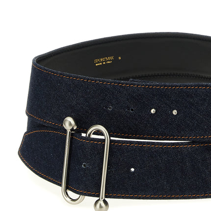 Sportmax Blue Cotton High-Waist Belt