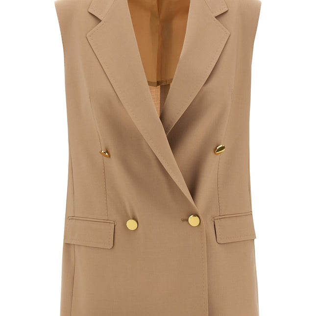Tagliatore Beige Virgin Wool Sleeveless Jacket
