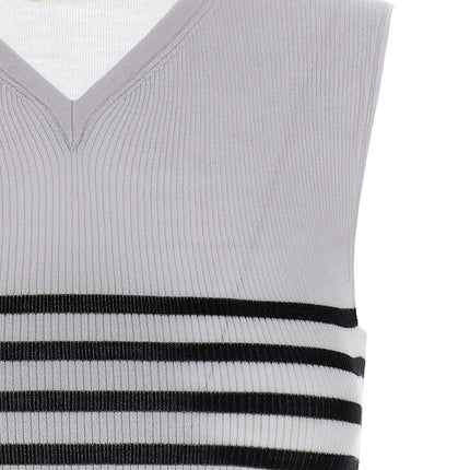 Khaite Bicolor Wool Sleeveles T-Shirt