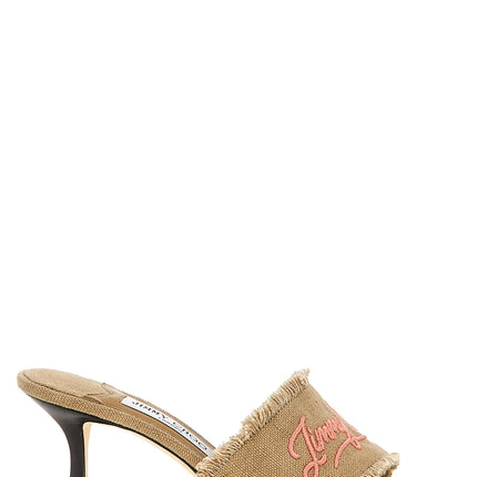 Jimmy Choo Beige Textile Platform Sandals