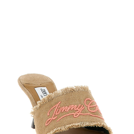 Jimmy Choo Beige Textile Platform Sandals