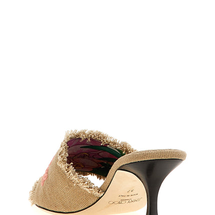 Jimmy Choo Beige Textile Platform Sandals