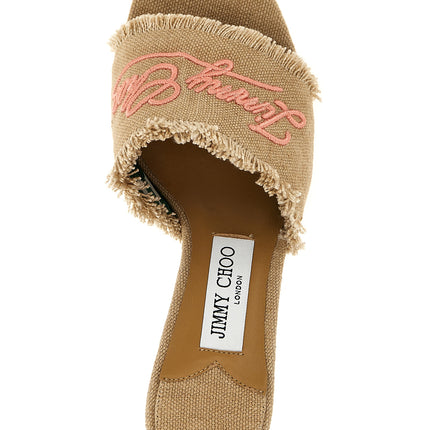 Jimmy Choo Beige Textile Platform Sandals