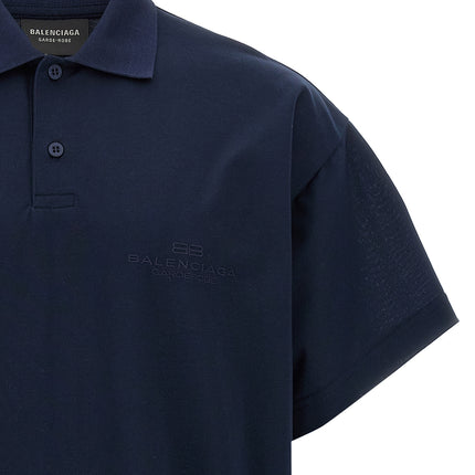 Balenciaga Blue Cotton Polo Shirt