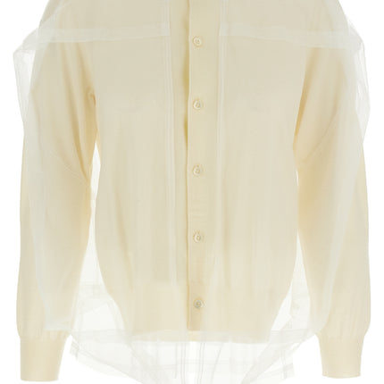 Comme Des Garçons White Wool Cardigan