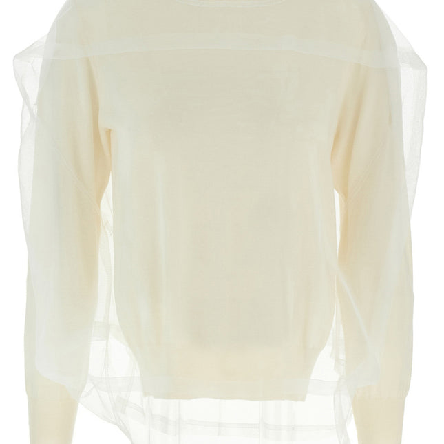 Comme Des Garçons White Wool Cardigan