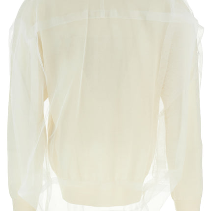 Comme Des Garçons White Wool Cardigan