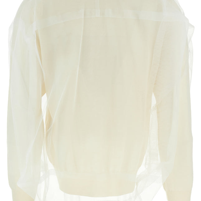 Comme Des Garçons White Wool Cardigan