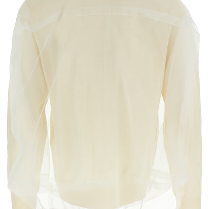 Comme Des Garçons White Wool Cardigan