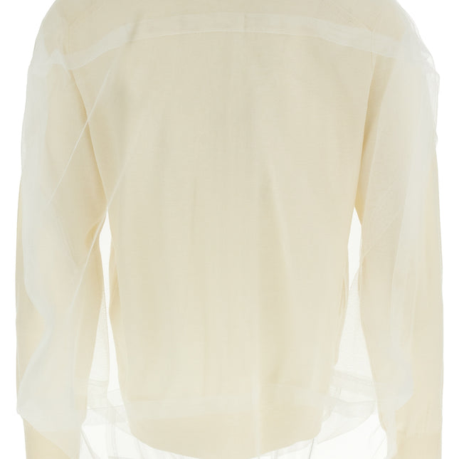 Comme Des Garçons White Wool Cardigan