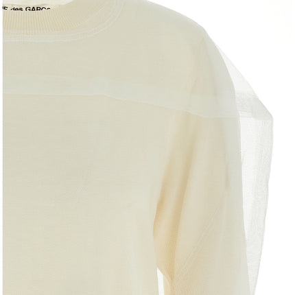 Comme Des Garçons White Wool Cardigan