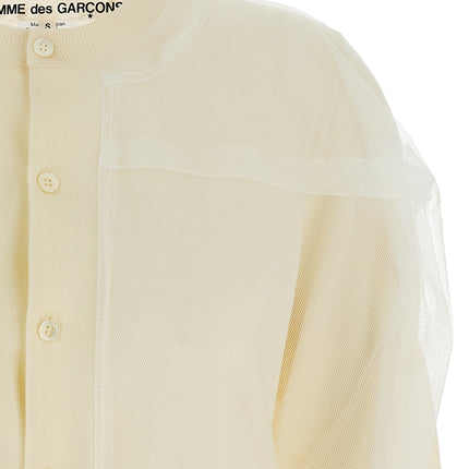 Comme Des Garçons White Wool Cardigan