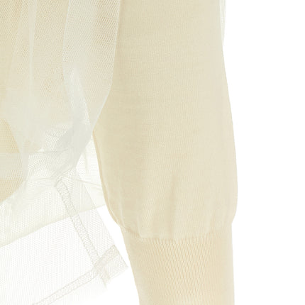 Comme Des Garçons White Wool Cardigan