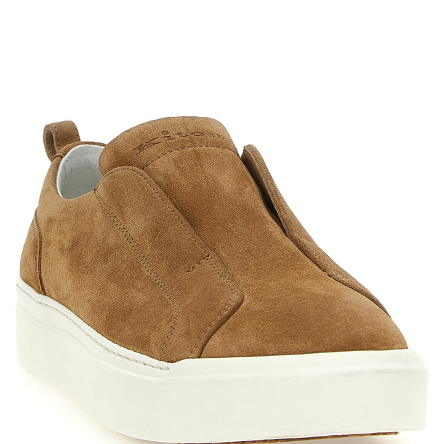 Kiton Brown Calfskin Low Top Sneakers