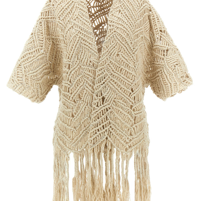 Brunello Cucinelli Beige Silk Cardigan