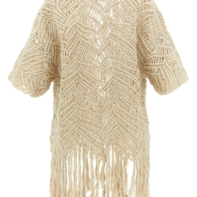 Brunello Cucinelli Beige Silk Cardigan