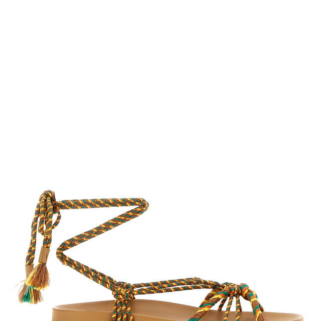 Aquazzura Multicolor Jute Flat Sandals