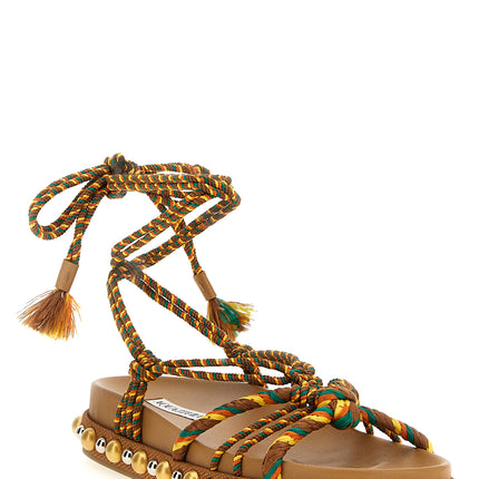 Aquazzura Multicolor Jute Flat Sandals