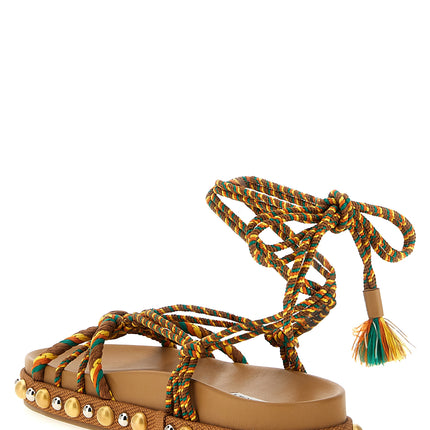 Aquazzura Multicolor Jute Flat Sandals