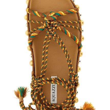 Aquazzura Multicolor Jute Flat Sandals