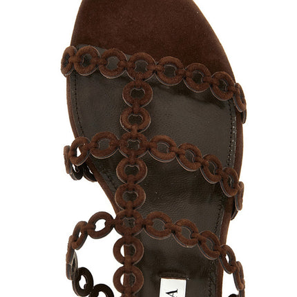 Aquazzura Brown Goatskin Flat Sandals