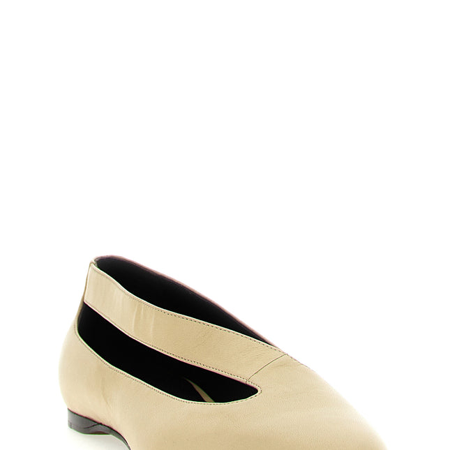 Khaite Beige Lamb Leather Ballet Flats