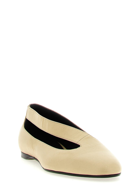 Khaite Beige Lamb Leather Ballet Flats