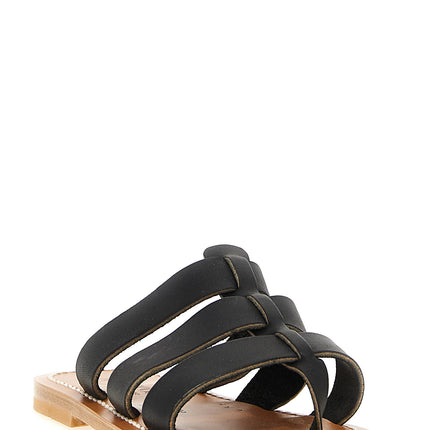 K.JACQUES SAINT TROPEZ Black Cowhide Slides