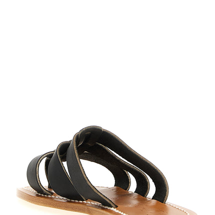 K.JACQUES SAINT TROPEZ Black Cowhide Slides