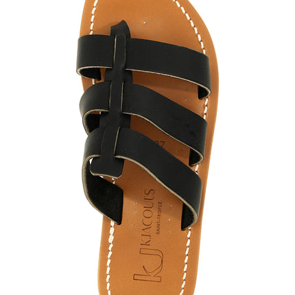 K.JACQUES SAINT TROPEZ Black Cowhide Slides