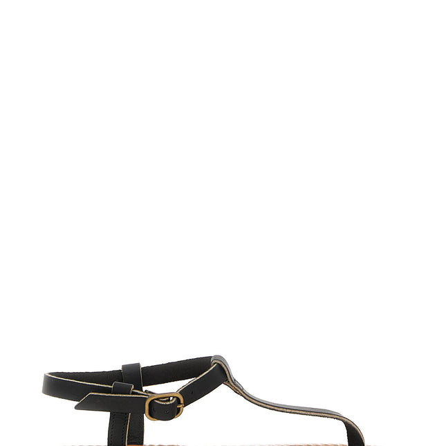 K.JACQUES SAINT TROPEZ Black Cowhide Flat Sandals