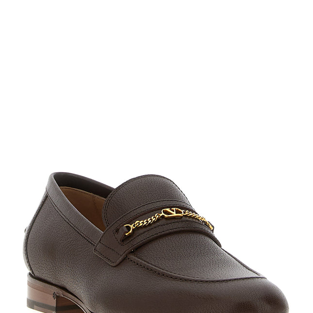 Valentino Garavani Brown Goatskin Slip-On Loafers