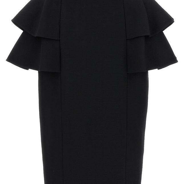 Valentino Garavani Black Virgin Wool Midi Skirt