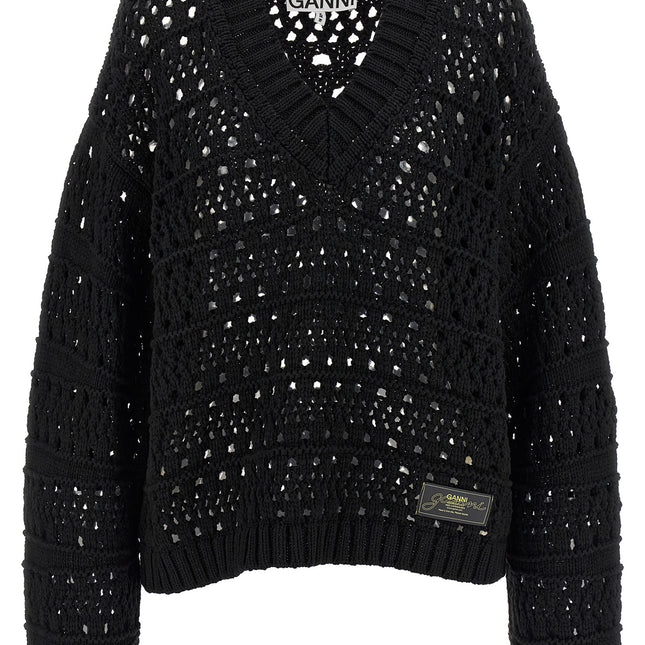 Ganni Black Cotton Cardigan