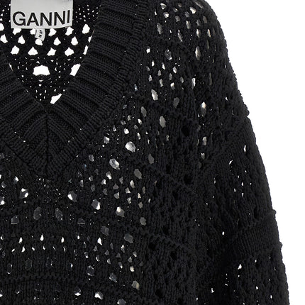 Ganni Black Cotton Cardigan