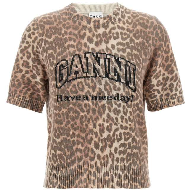 Ganni Brown Wool T-Shirt