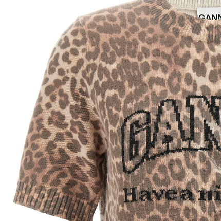 Ganni Brown Wool T-Shirt