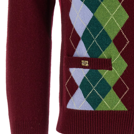 Ganni Bordeaux Merino Wool Cardigan