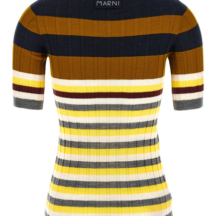 Marni Multicolor Virgin Wool Polo Shirt