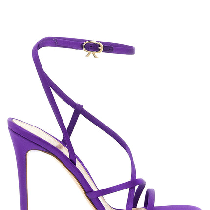 Gianvito Rossi Purple Fabric Stiletto Heel Sandals