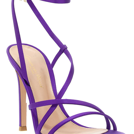 Gianvito Rossi Purple Fabric Stiletto Heel Sandals