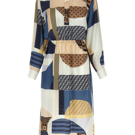 Fendi Multicolor Silk Midi Dress