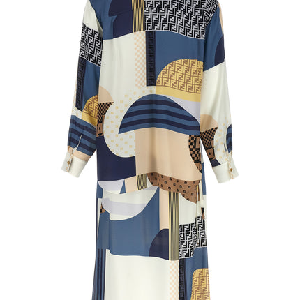 Fendi Multicolor Silk Midi Dress