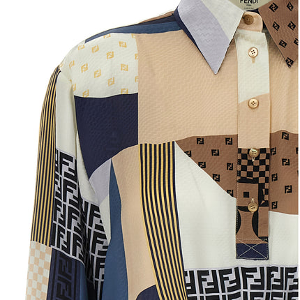 Fendi Multicolor Silk Midi Dress