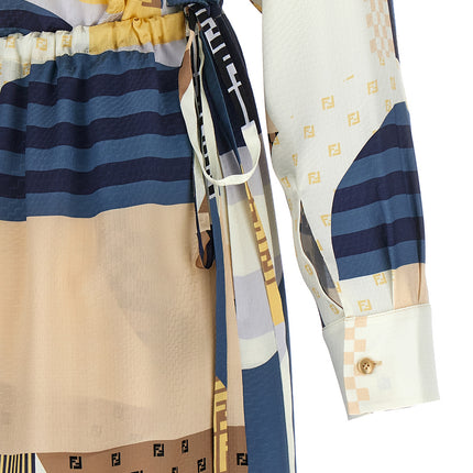 Fendi Multicolor Silk Midi Dress